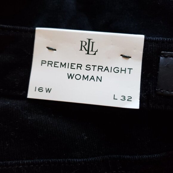 NWT - Ralph Lauren Black 5 Pocket Straight Corduroy Pants - Size 16W - Picture 3 of 4